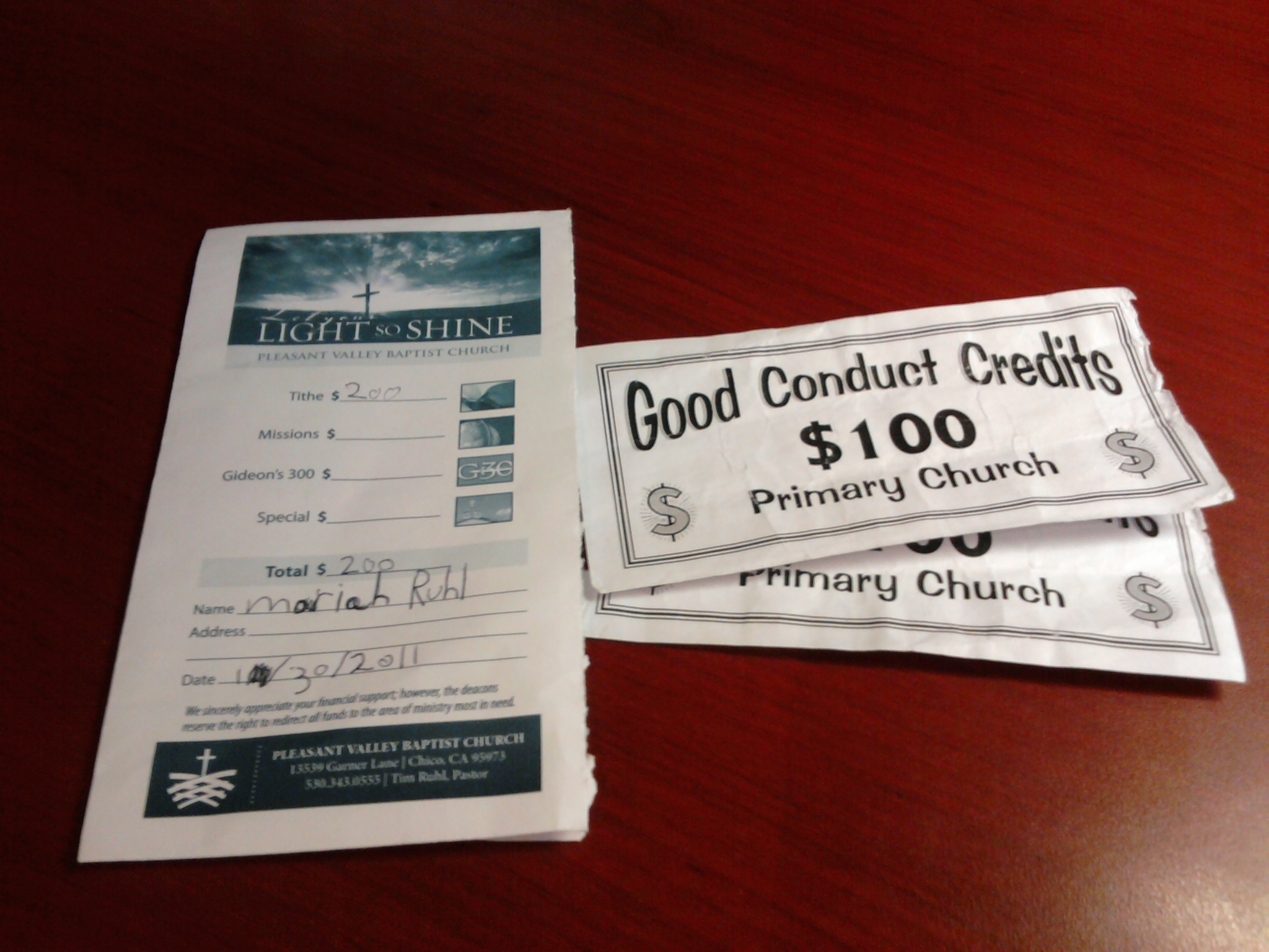 Tithing on Good Conduct Credits